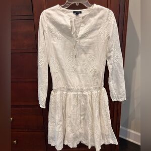 Tommy Hilfiger White Embroidered Long Sleeve Dress